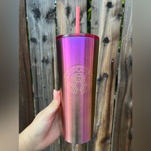 Starbucks Tumbler 24oz Rainbow Iridescent Pink Orange Insulated Summer 2022